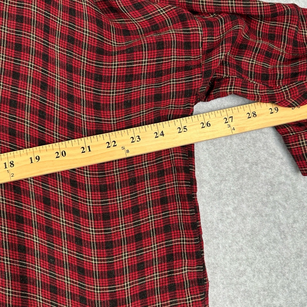 Zara Blouse Womens S Plaid Long Sleeve V Neck Semi Sheer Oversized High Low - Picture 5 of 11